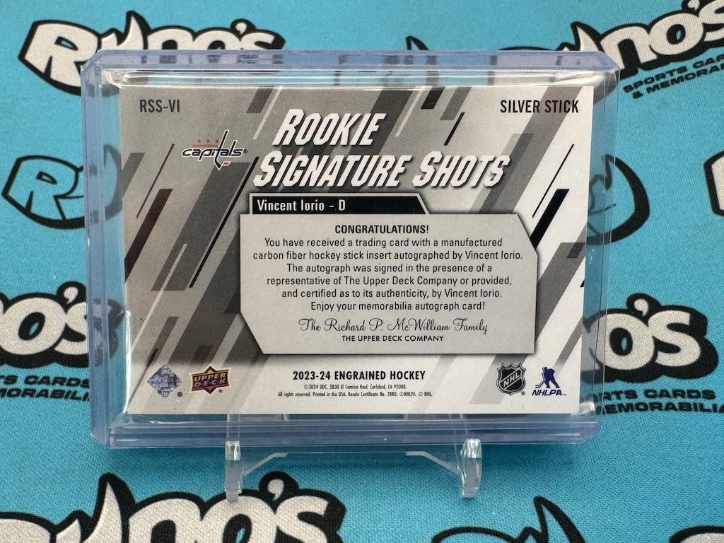 2023 Upper Deck Engrained Hockey Vincent Iorio Rookie Auto Silver Stick /299