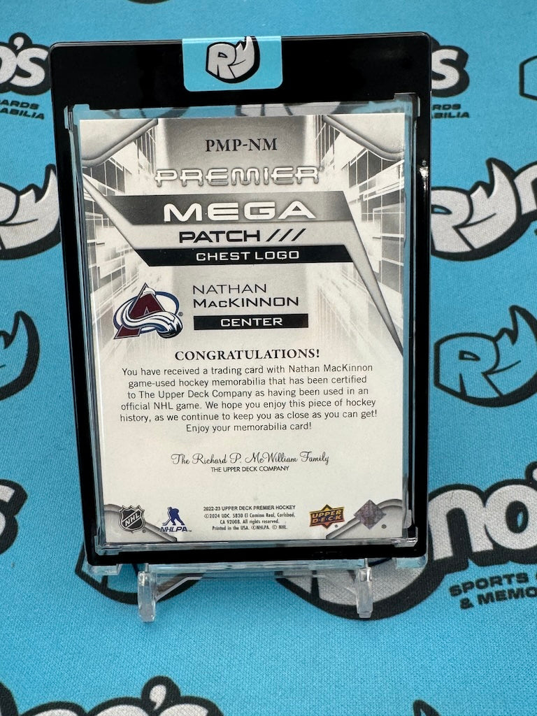 2022-23 Upper Deck Premier Hockey Nathan MacKinnon Mega Patch Chest Logo 25/31