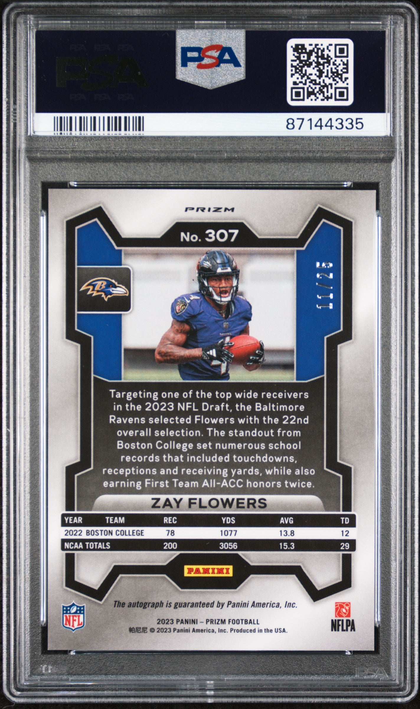 2023 Panini Prizm Zay Flowers #307 Autograph Camo PSA 9