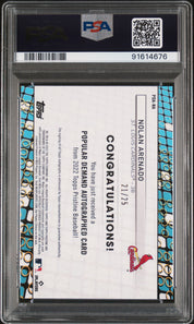 2022 Topps Pristine Popular Demand Nolan Arenado Auto Orange Refractor PSA 10