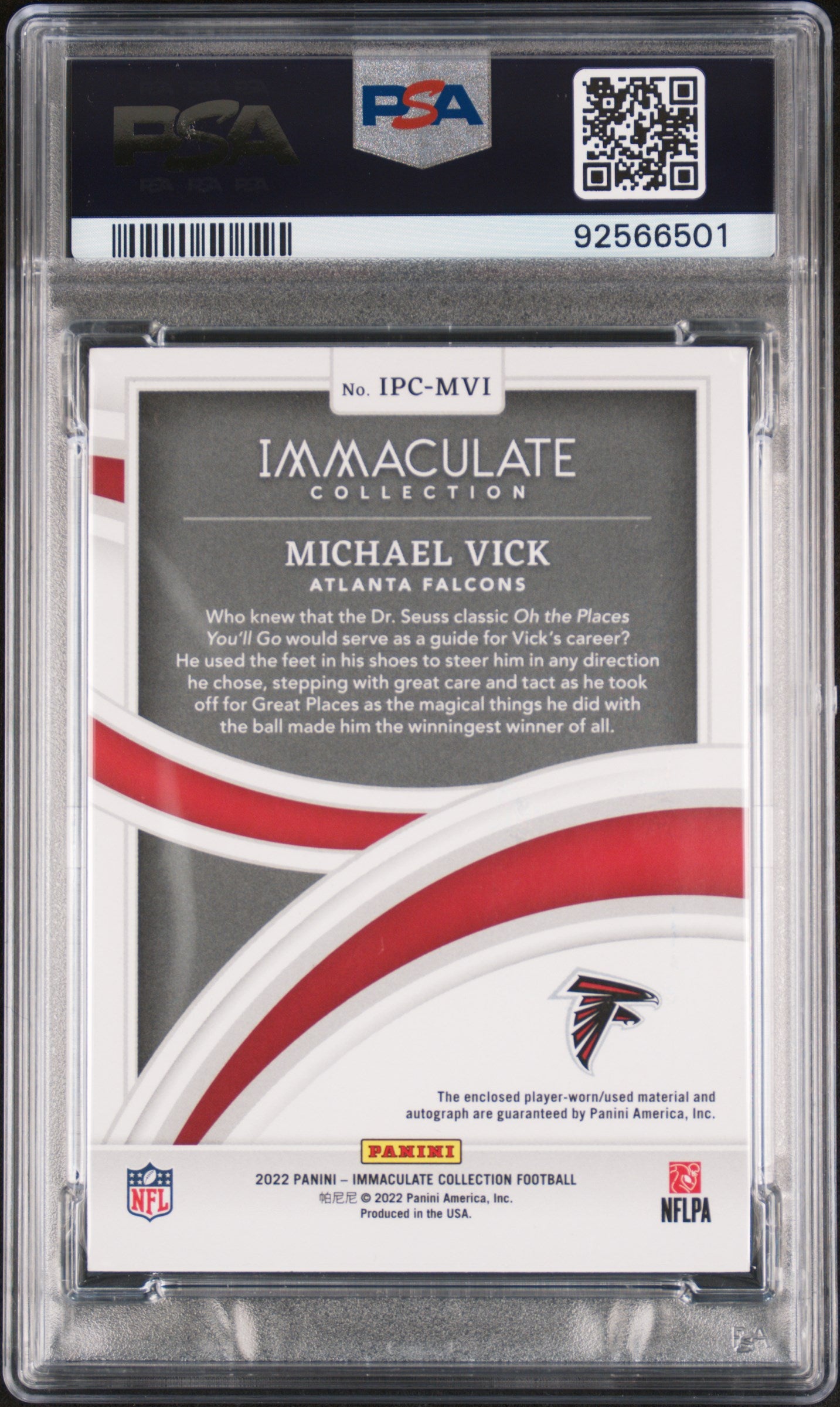 2022 Panini Immaculate Players Collection Autographs Michael Vick 02/49 PSA 10