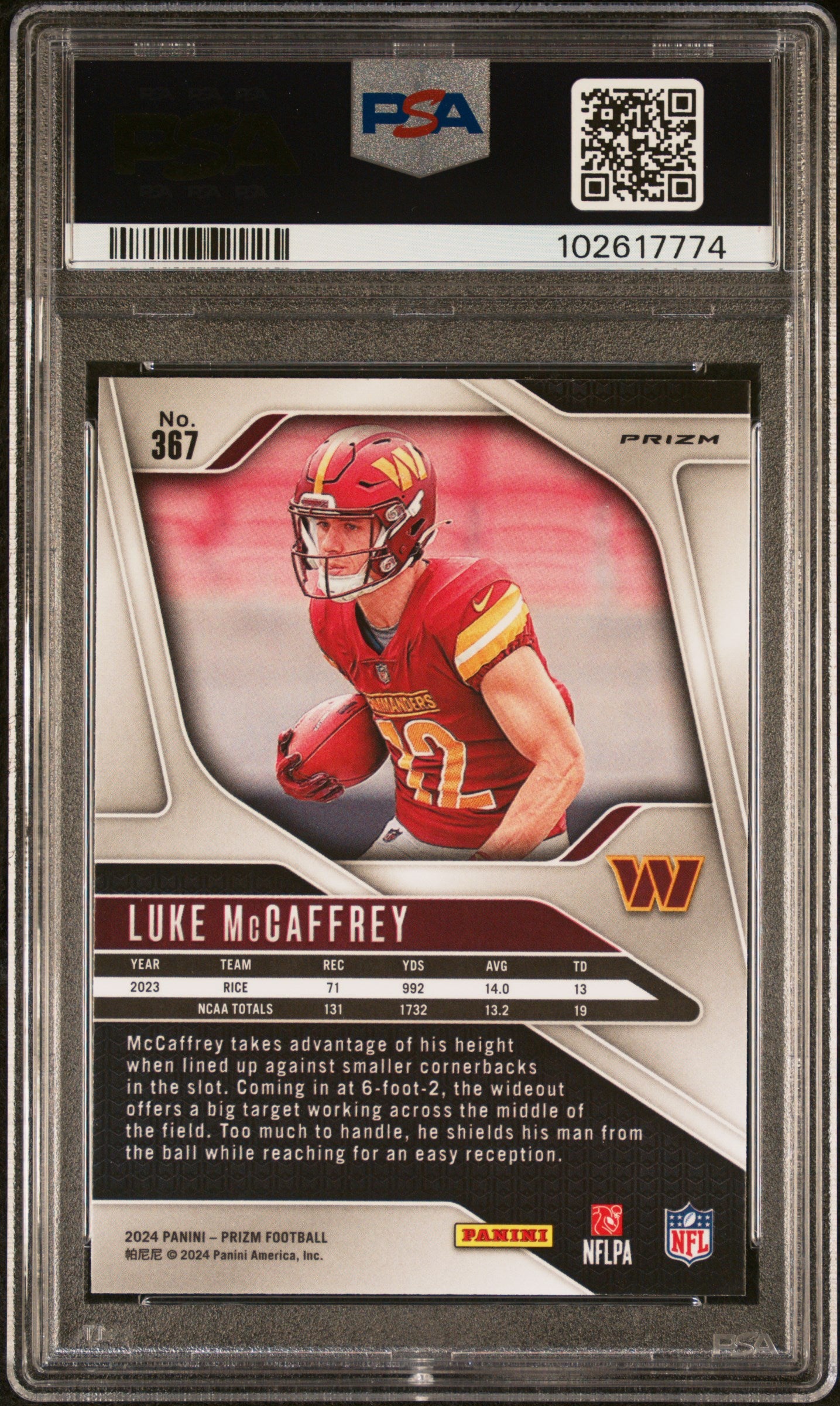 2024 Panini Prizm Luke Mccaffrey #367 Silver PSA 10