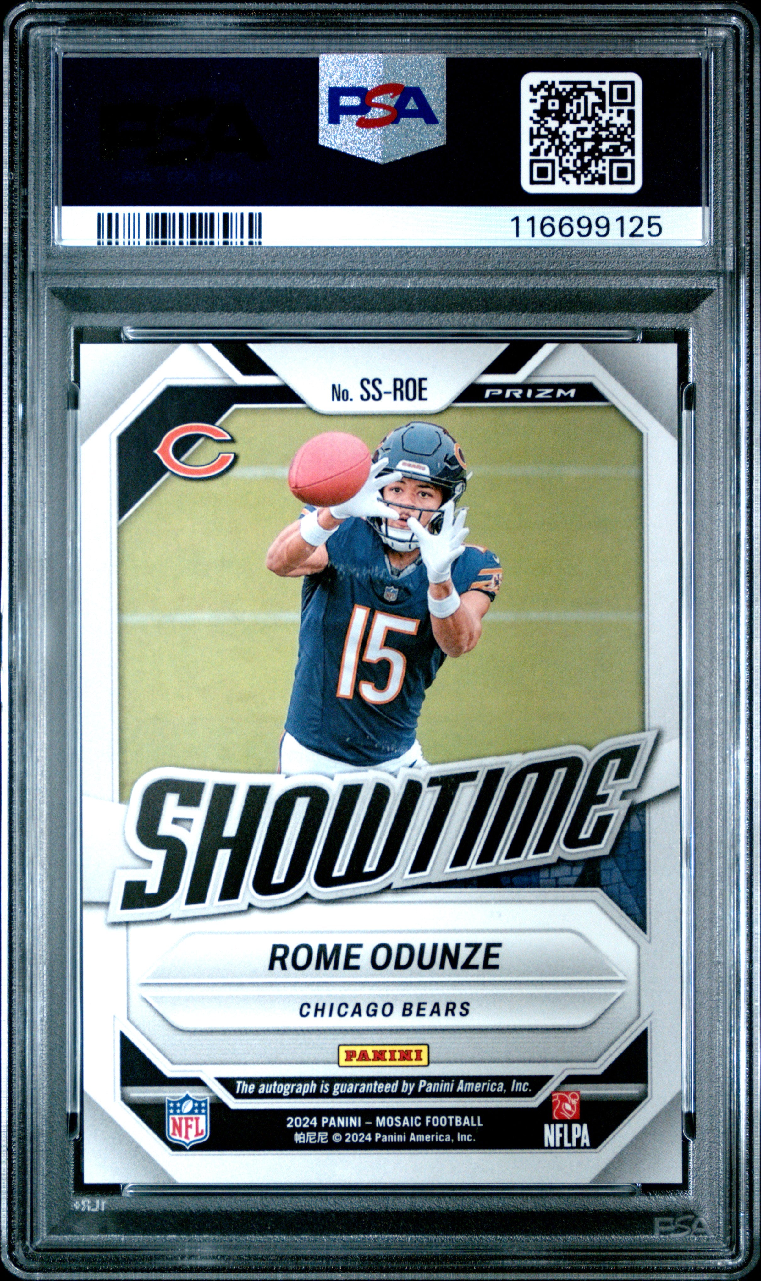 2024 Panini Mosaic Showtime Signatures Rome Odunze #SSROE FSN R&Y CHC PSA 10