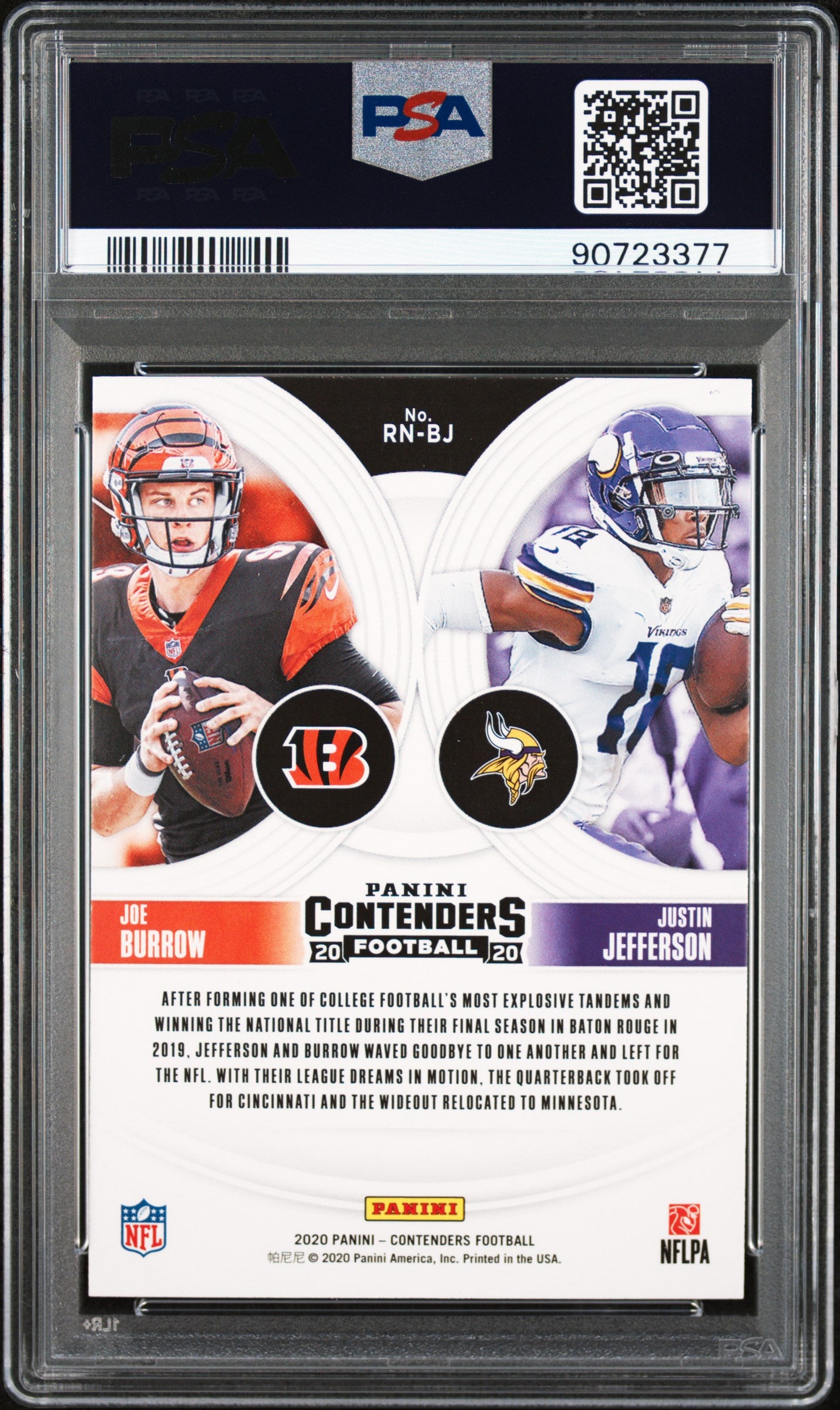 2020 Panini Contenders Round Numbers J. Jefferson J. Burrow #RNBJ PSA 10