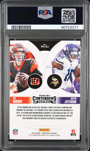 2020 Panini Contenders Round Numbers J. Jefferson J. Burrow #RNBJ PSA 10