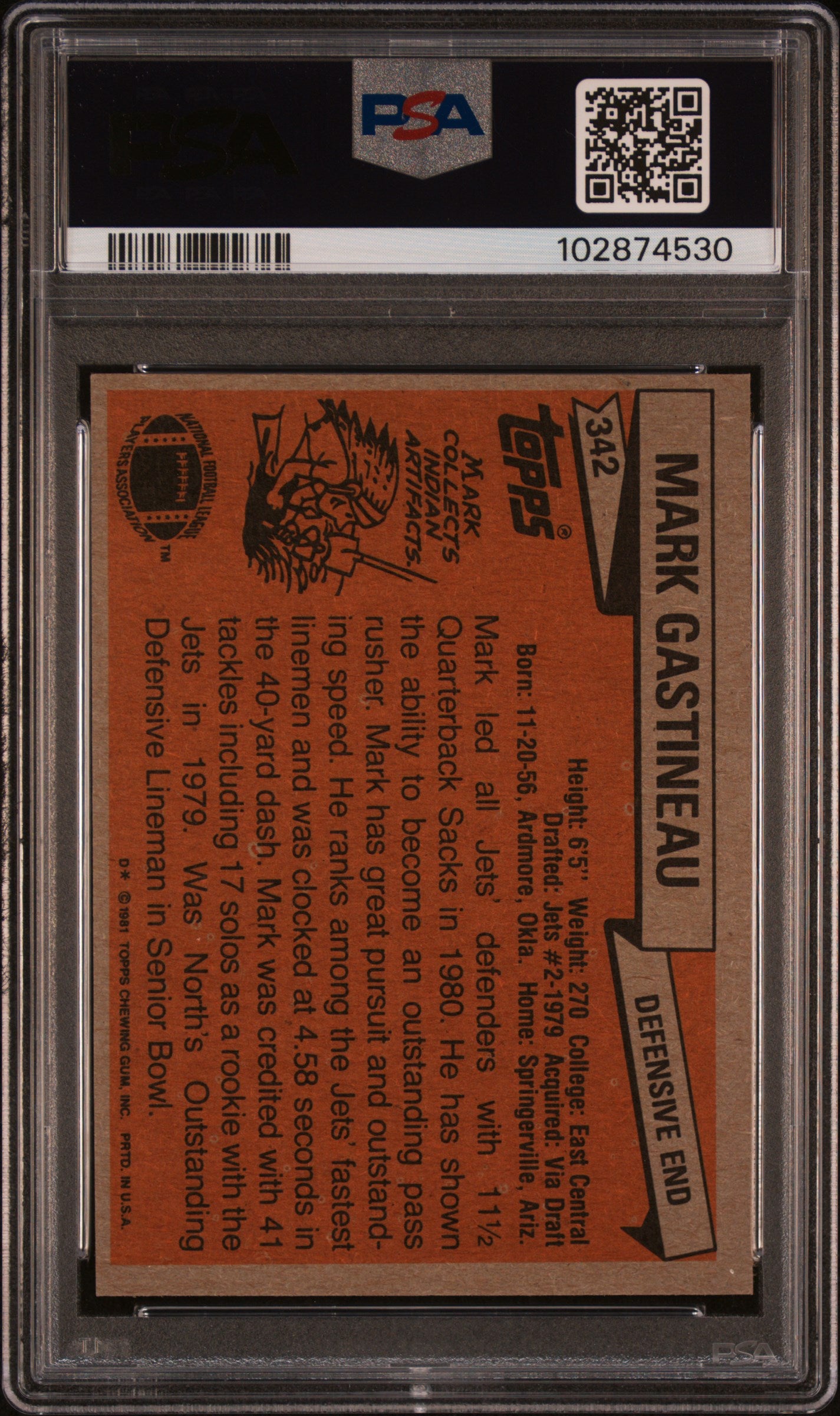 1981 Topps Mark Gastineau #342 PSA 7