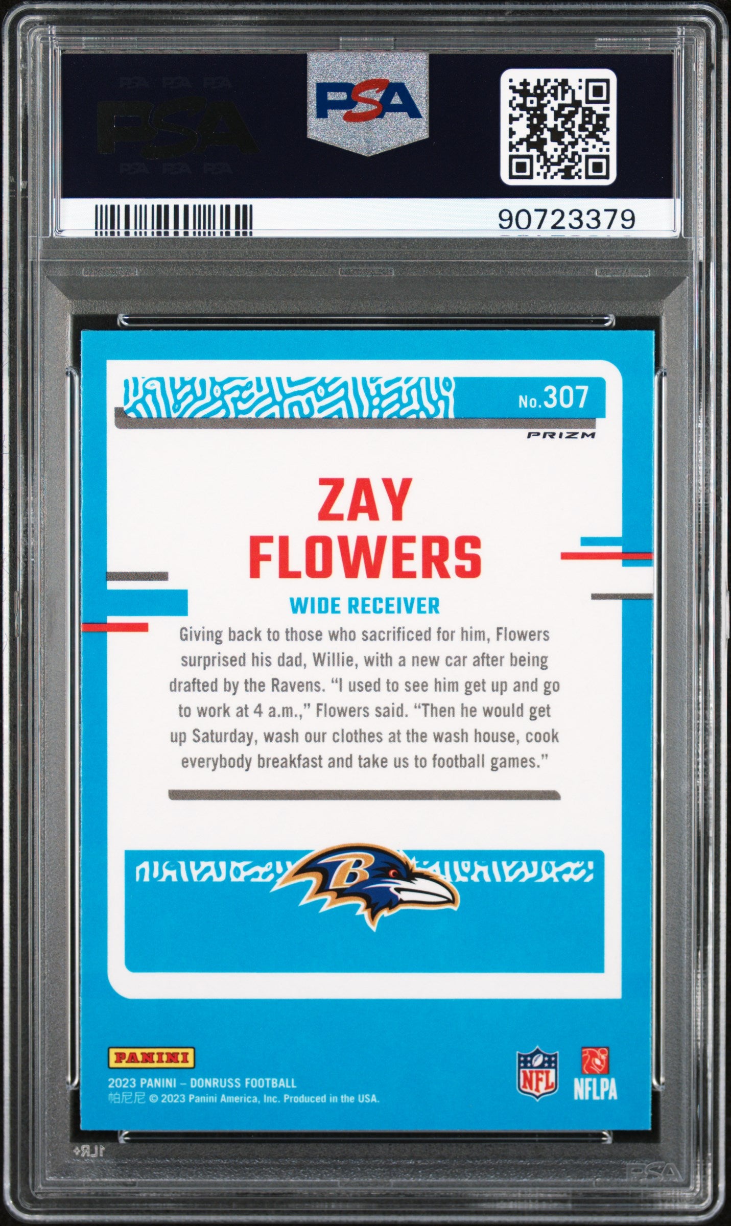 2023 Panini Donruss Zay Flowers #307 Optic Preview Red & Green PSA 10