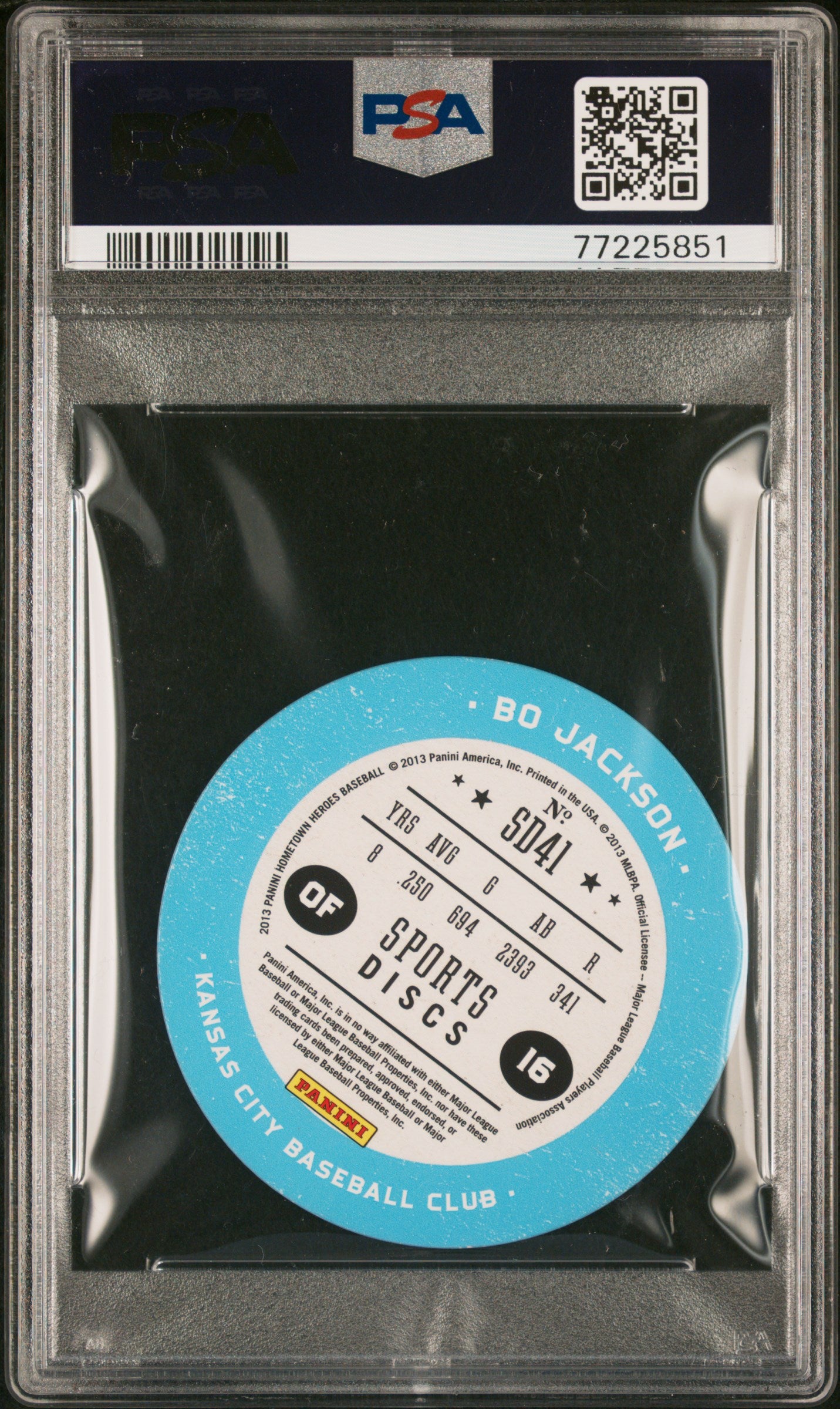 2013 Panini Hometown Heroes Sport Discs Bo Jackson #SD41 PSA 10
