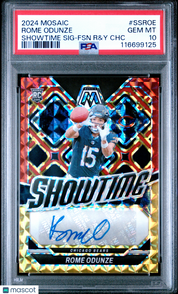 2024 Panini Mosaic Showtime Signatures Rome Odunze #SSROE FSN R&Y CHC PSA 10