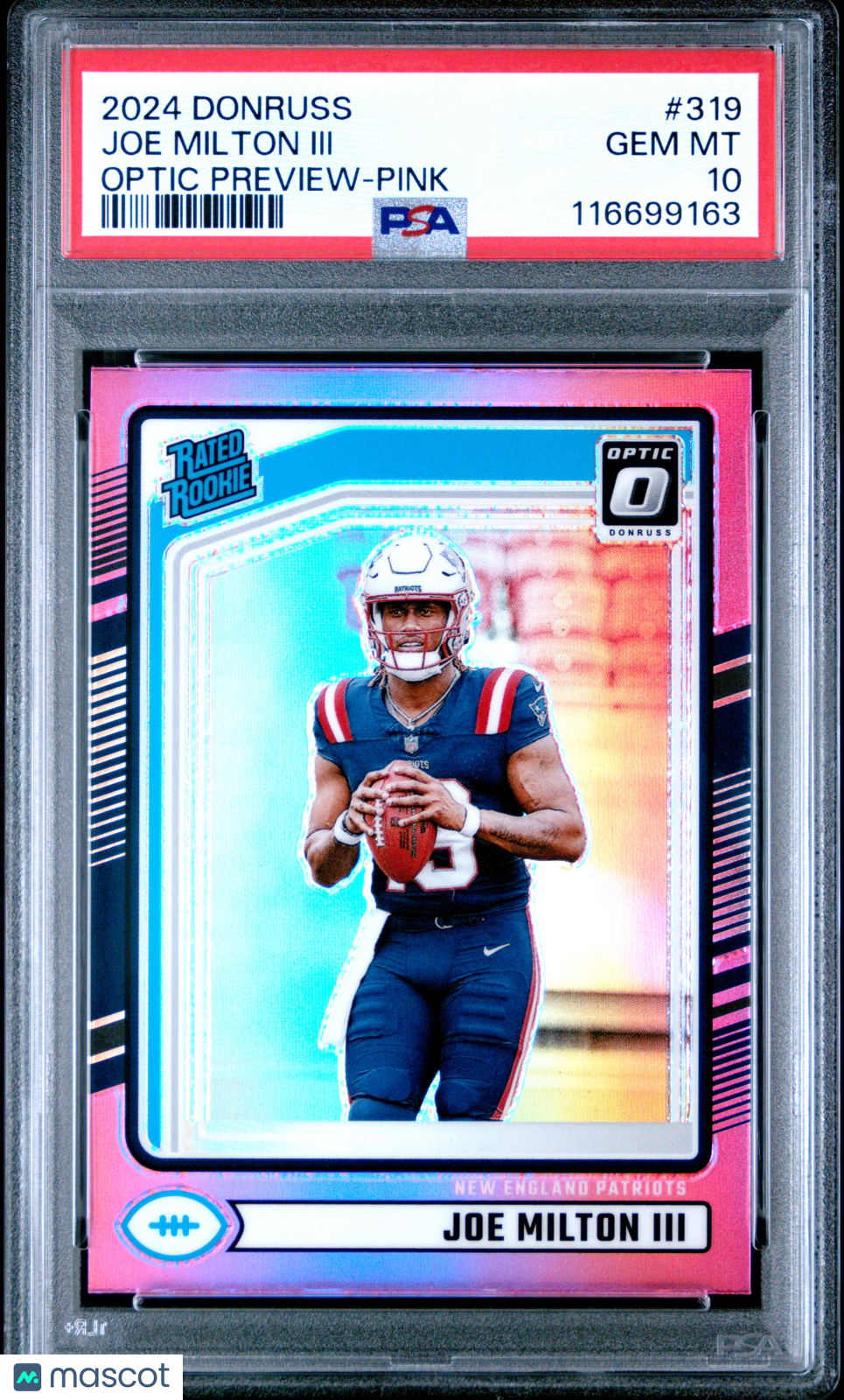 2024 Panini Donruss Joe Milton III #319 Optic Preview Pink PSA 10