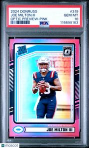 2024 Panini Donruss Joe Milton III #319 Optic Preview Pink PSA 10