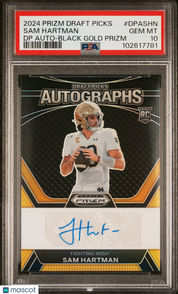 2024 Panini Prizm Draft Picks Draft Picks Auto Sam Hartman DP Black Gold PSA 10
