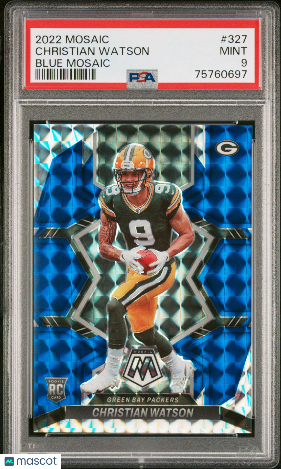 2022 Panini Mosaic Christian Watson #327 Blue PSA 9