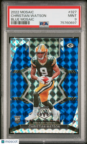 2022 Panini Mosaic Christian Watson #327 Blue PSA 9