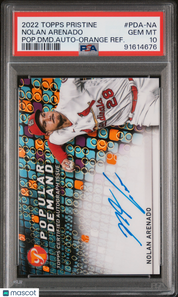 2022 Topps Pristine Popular Demand Nolan Arenado Auto Orange Refractor PSA 10