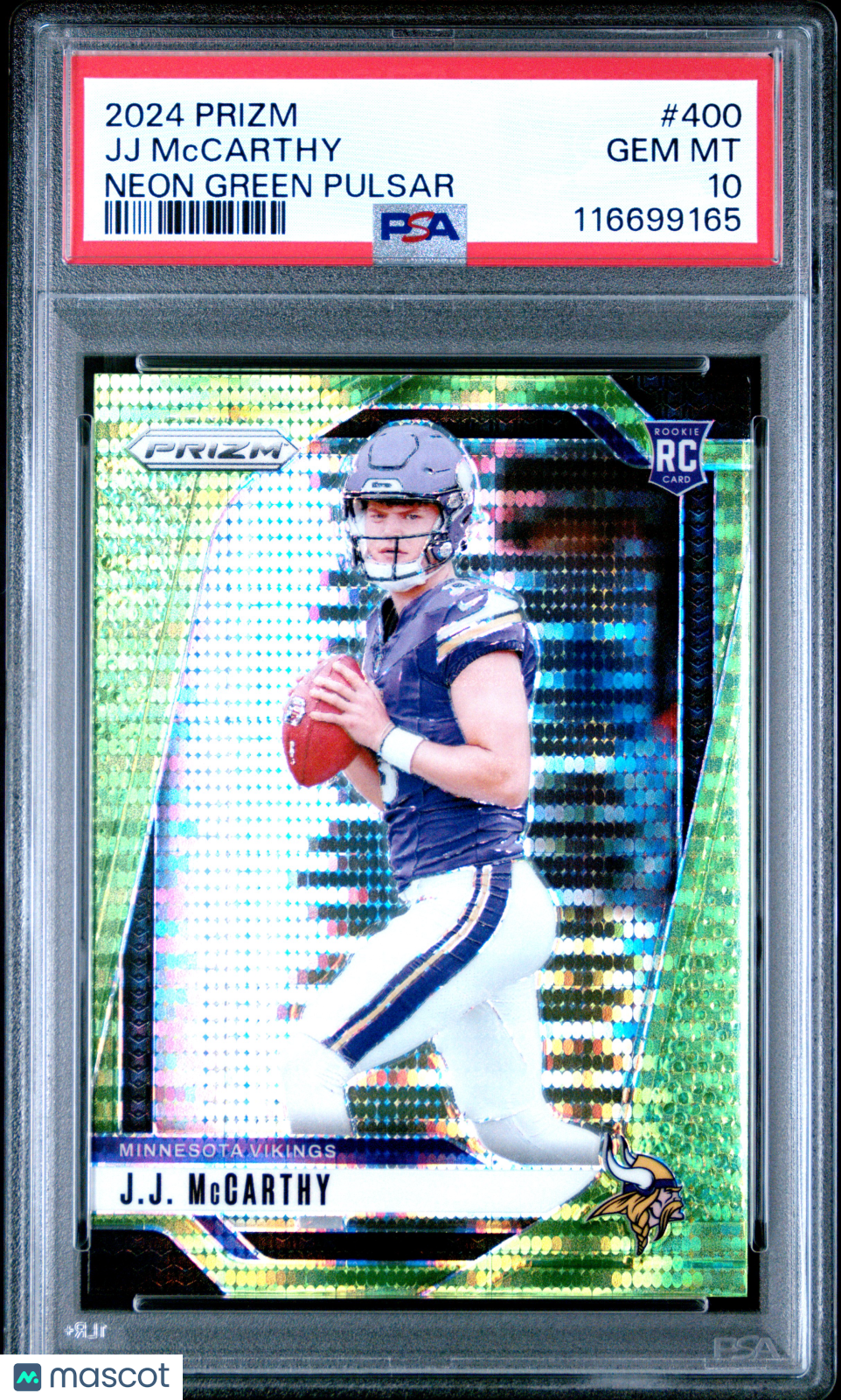 2024 Panini Prizm JJ Mccarthy #400 Neon Green Pulsar PSA 10