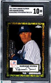 2021 Topps Chrome Platinum Aniv. Mariano Rivera Black Gold 70th Refractor SGC 10