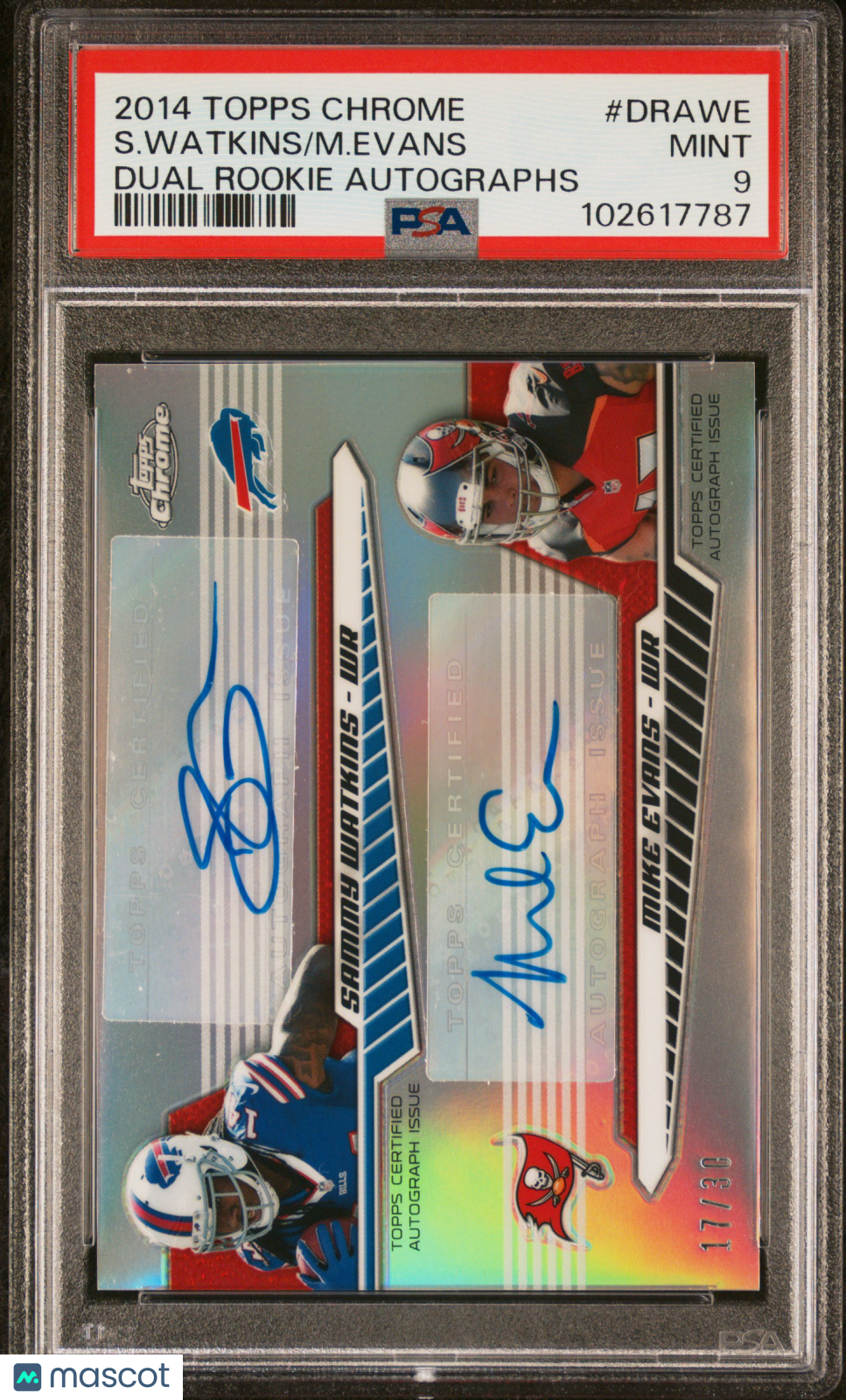 2014 Topps Chrome Dual Rookie Autographs M. Evans S. Watkins #DRAWE 17/30 PSA 9