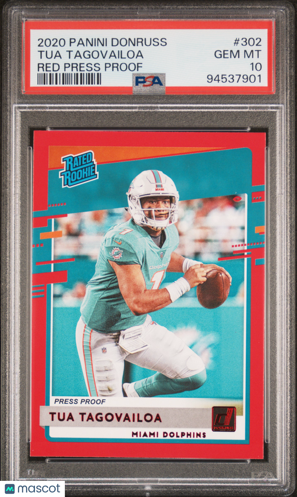 2020 Panini Donruss Tua Tagovailoa #302 Red Press Proof PSA 10
