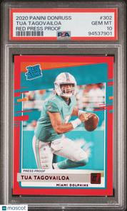 2020 Panini Donruss Tua Tagovailoa #302 Red Press Proof PSA 10