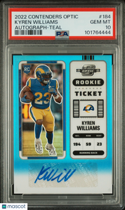 2022 Panini Contenders Optic Kyren Williams #184 Autograph Teal PSA 10