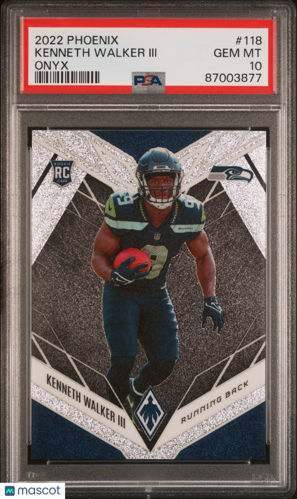 2022 Panini Phoenix Kenneth Walker III #118 Onyx PSA 10