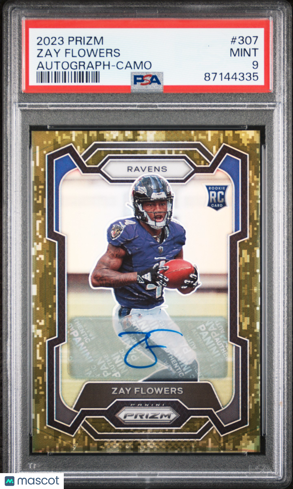 2023 Panini Prizm Zay Flowers #307 Autograph Camo PSA 9