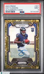 2023 Panini Prizm Zay Flowers #307 Autograph Camo PSA 9